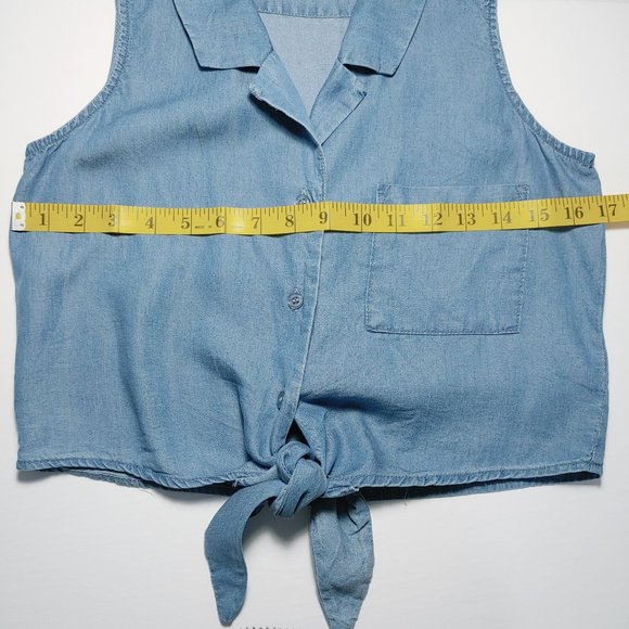 URBAN PLANET chambray crop button shirt - Picture 5 of 9